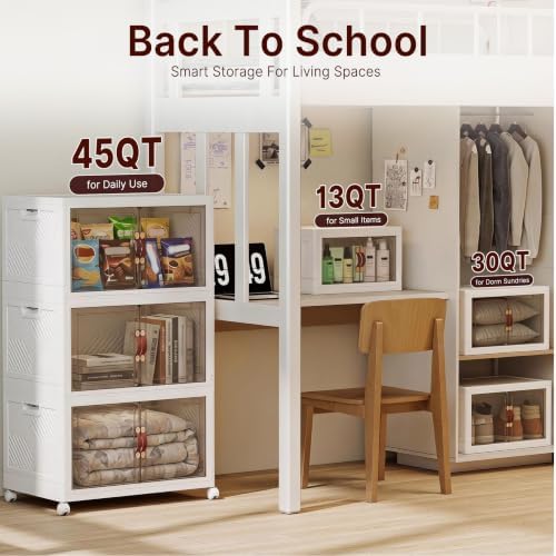 UAMFURI 720QT Stackable Storage Bins with Lid, Foldable Storage Cabinet - Image 4