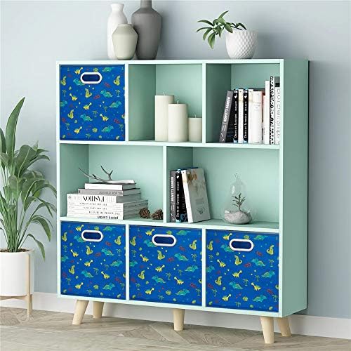 Dinosaur Fabric Storage Cubes Bins Kids 13x13x 13 in Navy Blue Storage Cubes Inserts Foldable Cloth Storage Boxes Collapsible Storage Baskets Drawer for Cube Organizer ,QY-SC06-6 - Image 7