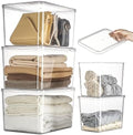 Lidded Plastic Storage Bins Set Clear Desk Basket Box Organizer Kitchen Container Clothes Laundry Closet Cabinet Shelf, Organization and Storage for Shelves Office Bathroom(clear 3XL+2M) by sgoostood