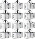 Moving Bags Heavy Duty Extra Large, Moving Boxes, Moving Supplies Essentials, Blue Storage Bins with Lids, Plastic Packing Totes, Storage Bags for Clothes with Handles & Zippers(White, 12 Pack) by Unknown