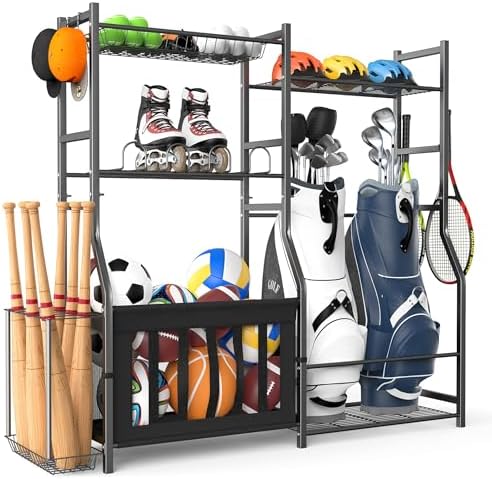 TORACK Golf Bags Stand with Ball Storage, Large Capacity Garage Sports Equipment Organizer by TORACK