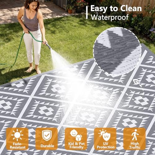 COOLTOP Outdoor Rug 9x12, Waterproof Outdoor Rugs 9x12 for Patios Clearance - Image 5