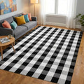 MUBIN Cotton Buffalo Plaid Rug, 5' x 8' Black and White Area Rug, Outdoor Decorative Layered Mat, Washable Foldable Rug for Outdoor Patio Entryway Indoor Living Room Dining Room Home Office by MUBIN