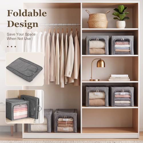 Lewtemi 30L 4 Pack Clothing Storage Bags with Cedar Sachets, Large Sweater Organizer, Breathable Fabric Containers for Clothes, Bedding & Blankets, Closet & Under Bed Storage (Gray,Classic) - Image 6