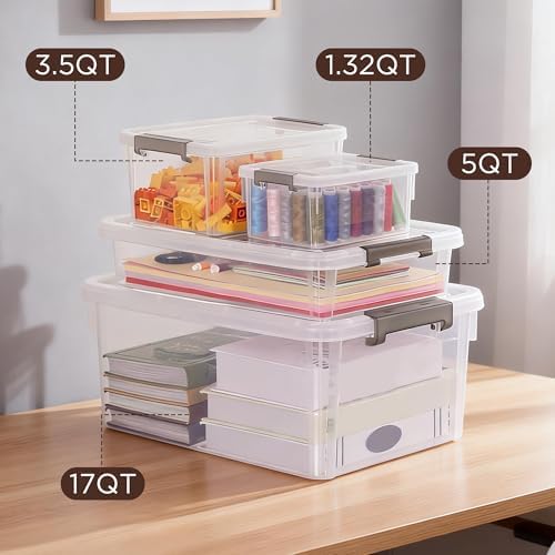 17QT Plastic Storage Bins with Lids, 5Packs Stackable Containers - Image 6