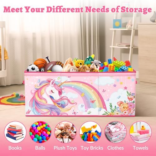 decalsweet Large Toy Box Collapsible Chest Organizer with Flip Lid for Kids - Image 4