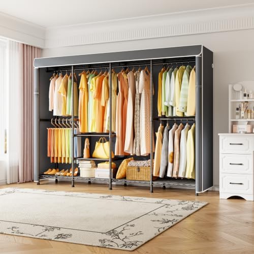ULIFHOME H41C Clothes Rack with Cover, Covered Clothing Rack Heavy Duty - Image 2