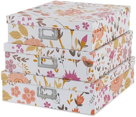 Soul & Lane - Keepsake Storage Boxes with Lids, Set of 3, Floral Collage by SoulLane