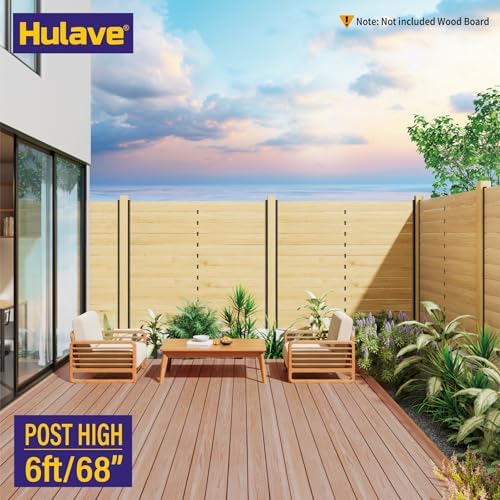 Hulave 4-Pack 6FT U-Shaped Metal Fence Posts (H: 68″), No-Dig Hard Surface Mount for Privacy Fences, Garden, AC Units, Pool Equipment, and Trash Can Enclosures-Matte Black - Image 7