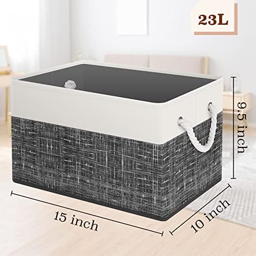 StorageTastic Storage Bin,Collapsible Storage Basket For Organizing,Large Storage Boxes With Rope Handles,Storage Containers,White & Black,6 Pack - Image 2
