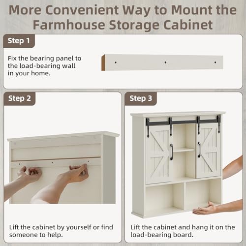 Vabches Bathroom Wall Cabinet, Farmhouse Medicine Cabinet, White - Image 5