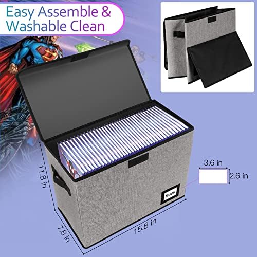 10 Pack Comic Book Storage Box 15.8" X 7.8" X 11.8", Collapsible Holds 160-180 Comic Book Organizer Heavy Duty Bin Container Holder Shelf - Image 3