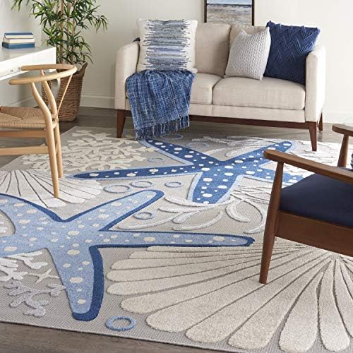 Nourison Home Aloha Blue Grey 12' x 15' Area Rug - Easy Clean, Non Shedding, Bed Room, Living Room, Dining Room, Kitchen (12' x 15') - Image 5