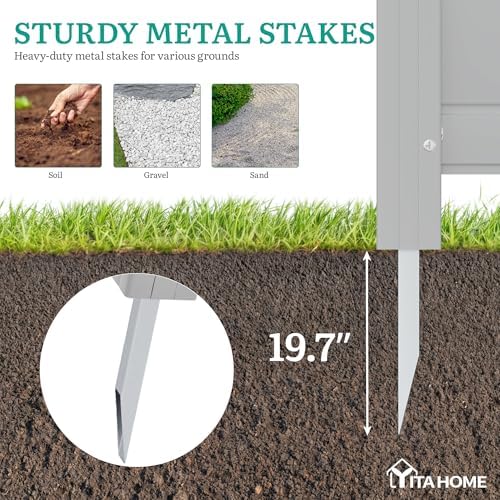 YITAHOME 44" W X 44" H Air Conditioner Fence Privacy Screen with Metal Stakes, Outdoor Trash Can Enclosure, Vinyl Pool Equipment Enclosure (4 Panels, Light Gray) - Image 2