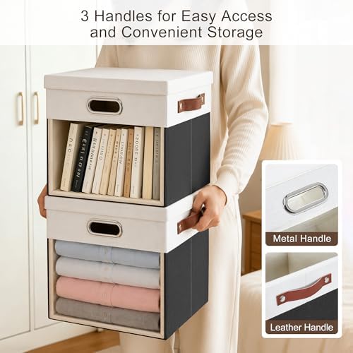 13x13 Inch Ultra Thick Fabric Storage Bins with Lids & Windows, 3P - Image 3
