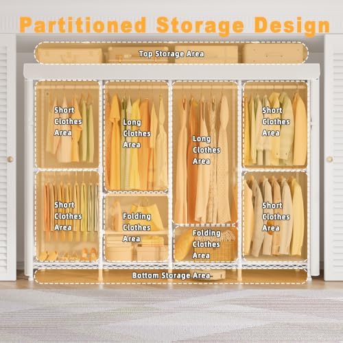 ULIFHOME H41C Clothes Rack with Cover, Covered Clothing Rack Heavy Duty - Image 5