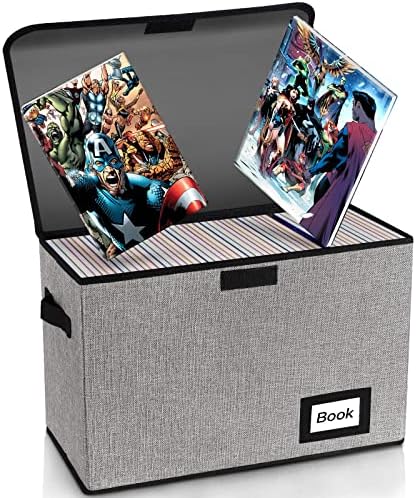 5 Pack Comic Book Storage Boxes, 15.8" X 7.8" X 11.8", Collapsible Short Box, Holds 160-180 Collection, Container Holder Shelf Protector Organizer Bin (Grey) by YNSZAS
