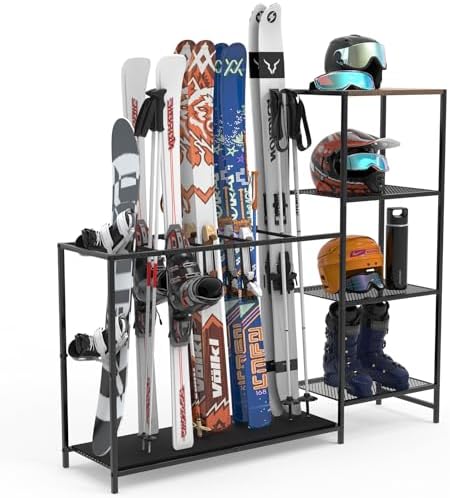 Freestanding Ski Rack, Ski Storage Rack w/Width-Adjustable Bars by Unknown