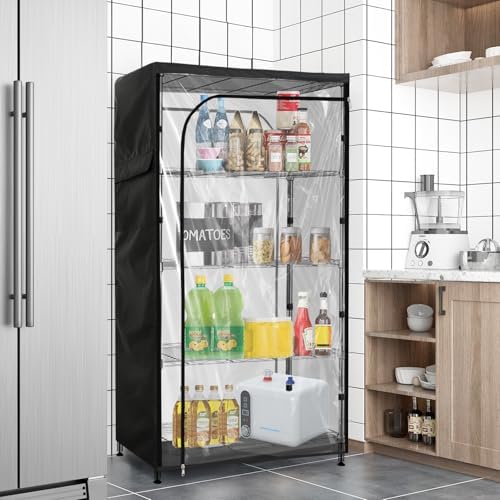 Waterproof Storage Shelf Cover,48 x 24 x 72 Inch Wire Shelving Rack Cover with Clear Front Panel,Dustproof Shelving Unit Covers, Black - Image 7