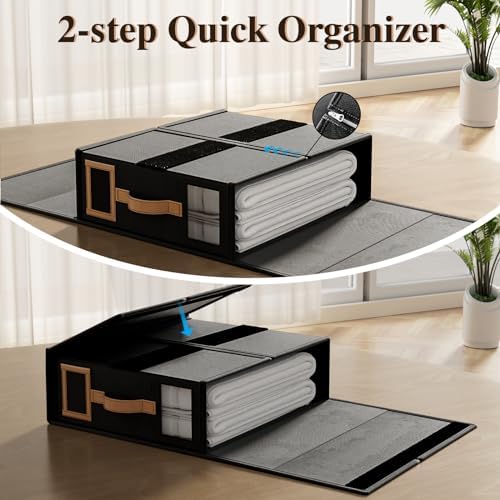 8 Pack Foldable Bed Sheets Set Organizers and Storage(King & Queen Size),Linen Fabric Closet Organizers with Window,Folding Bedding Storage Box for Bedsheets and Pillow Cube Organizer-Black - Image 6