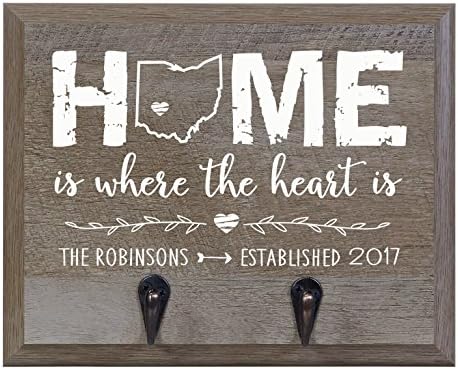 Rooms Organized Personalized Re-Engineered Family Name and State Outline Barn Wood Decor Wall Mounted Coat Hat and Dog Leash Rack Storage with 2 Metal Hooks 10" w x 8" h 4.25" deep - Image 2