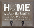 Rooms Organized Personalized Re-Engineered Family Name and State Outline Barn Wood Decor Wall Mounted Coat Hat and Dog Leash Rack Storage with 2 Metal Hooks 10" w x 8" h 4.25" deep by LifeSongMilestones