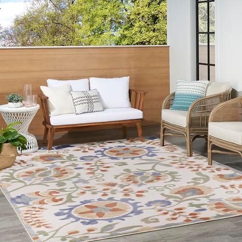 Nourison Home Aloha Ivory Blue 7'10" x 10'6" Area Rug - Easy Clean, Non Shedding, Bed Room, Living Room, Dining Room, Kitchen (8' x 11') - Image 4
