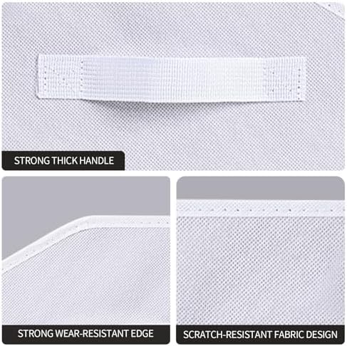 Homsorout Closet Baskets for Shelves - Decorative Storage Baskets with Handle, Trapezoid Closet Bins for Organization, Shelf Storage Bins for Clothes, Books, Home, Office, 8 Pack, White - Image 7