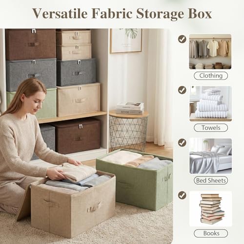 ANMINY Fabric Storage Bins with Zipper Lids, 20"x15"x12", Beige, 2 PCS - Image 7