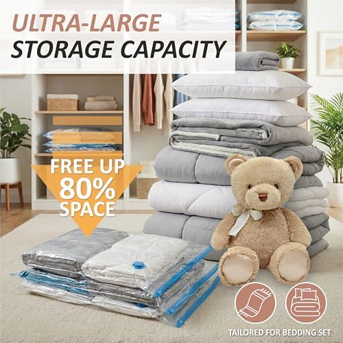 8 XXL Jumbo Vacuum Storage Bags for Bedding, Space Saver with Hand Pump - Image 2