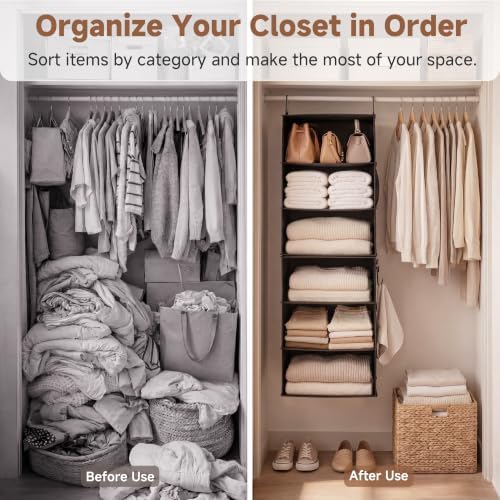 StorageWorks Hanging Closet Organizer, 6-Shelf with 2-in-1 Design, Ivory - Image 4