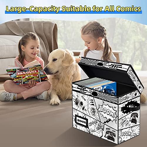 10 Pack Collection Comic Book Storage Boxes, Protector Organizer 15.8" X 7.8" X 11.8" Collapsible Short Box Holds 160-180 Comic Book Heavy Duty Bin Container Holder Shelf - Image 2