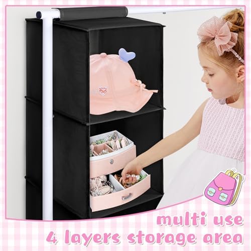 Univivi Kids Clothing Rack with Hanging Organizer, 43 Inch, Black and White - Image 4