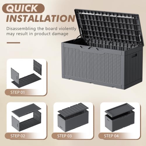 Devoko 100 Gallon Deck Box Waterproof Outdoor Storage Box with Cushion - Image 4