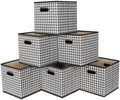 Fabric Cubby Storage Bins,13x13x13 Inches,Cube Organizer Bin Foldable Storage Boxes with Dual Handles Fabric Organizer Box and collapsible Storage basket,Set of 6,Houndstooth by Yunkeeper