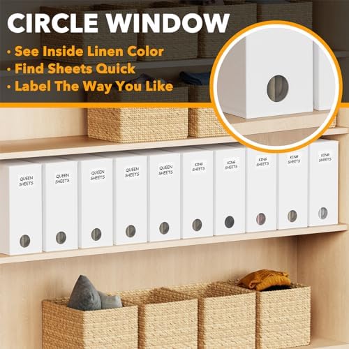 SpaceAid 10 Pack Bed Sheet Organizers and Storage, Foldable Sheet Organizer for Linen Closet, Sheets Set Folder Keeper with Window XL (Queen & King Size) Organizing Bedding Container, White - Image 4