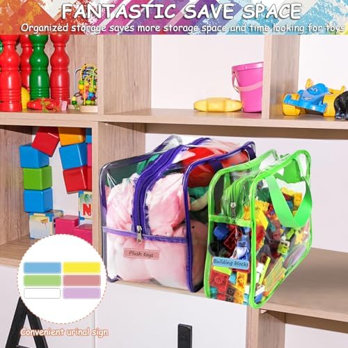 6 Colors L & XL Toy Storage Bags with Labels Reusable Clear Toy Organizer - Image 5