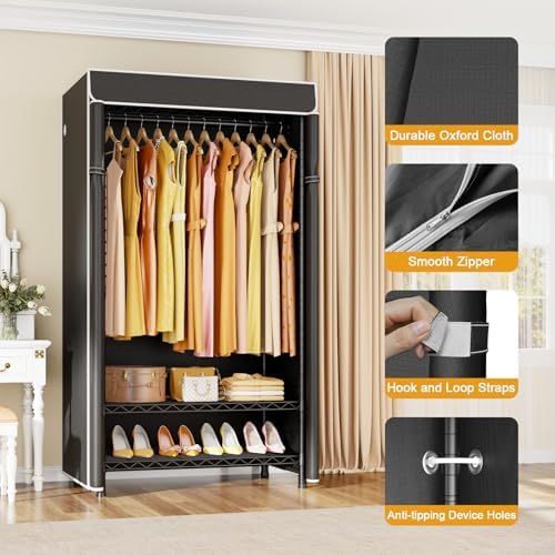 ULIFHOME H5C Clothes Rack with Cover, Covered Clothing Rack Heavy Duty - Image 3