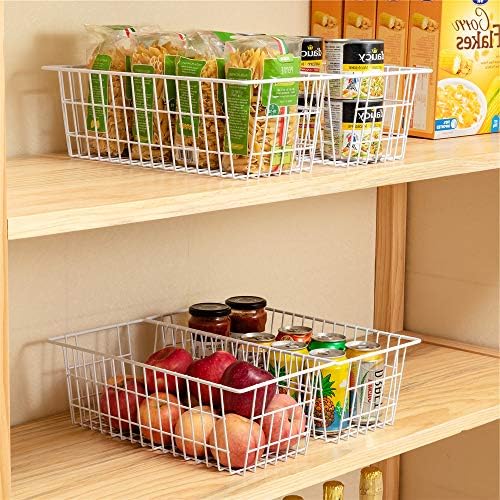 SANNO 15.7" Freezer Baskets Wire Storage Baskets Bin Organizer,Kitchen, Basket Organizers Bins for Home, Bathroom, Closet Organization, white,set of 4 - Image 2