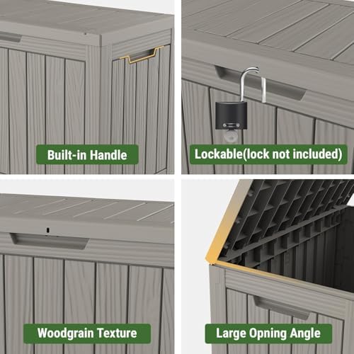 Outdoor Deck Storage Box, 50 Gallon Deck Box,Lockable Patio Storage Bench - Image 5