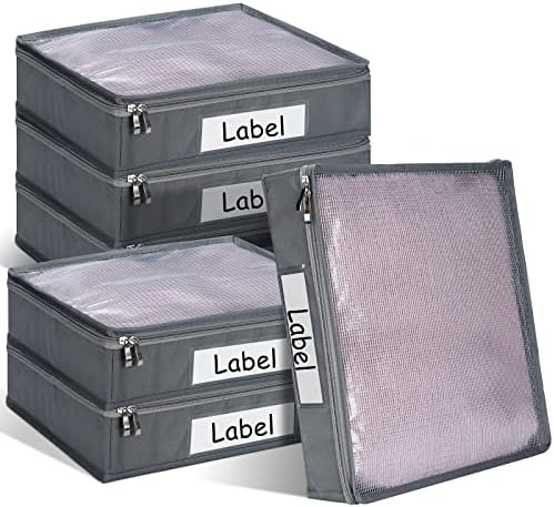 Panelee 6 Pcs 14x12x3'' Sweater Storage Bag with Easy Gliding Zipper, Gray by Panelee