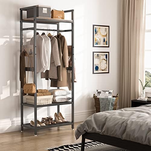 Tribesigns Small Heavy Duty Clothes Rack with Shelf and Hanging Rod, Freestanding Closet Organizer, Industrial Hall Tree Garments Rack for Small Space,Bedroom,27'' W X69'' H, Max Load 300LBS - Image 4