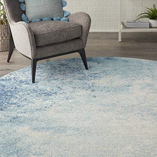 Nourison Home Passion Navy/Light Blue 8' x Round Area-Rug, Modern, Abstract, Easy-Cleaning, Non Shedding, Bed Room, Living Room, Dining Room, Kitchen, (8' Round) - Image 3