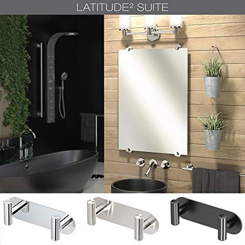 Gatco 1291MX Latitude II 2 Hook Double Robe Hook, Wall Mounted Hook for Bathroom Towels & Robes, 6.5 Inch W, Matte Black, Premium Brass - Image 2