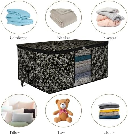 Kuber Industries (Pack of 24) Underbed Storage Bag | Golden-Dot | Large Blanket Organizer | Clothing Storage Bag | Clear Window & Handle Storage Bag | Kambal Storage Bag | Black - Image 6