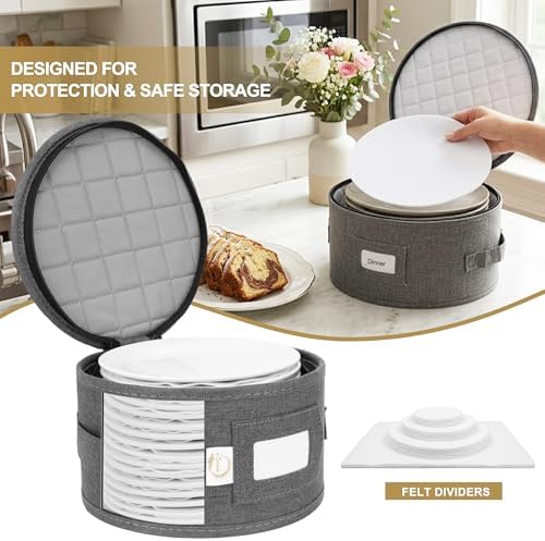 Luxula China Storage Containers Set of 8 with Felt Dividers & Dinnerware - Image 4