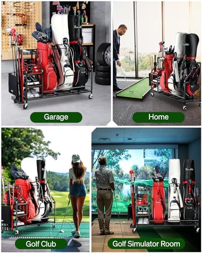 FHXZH Golf Bags Storage Garage Organizer - Golf Bag Stand with Wheels - Image 2