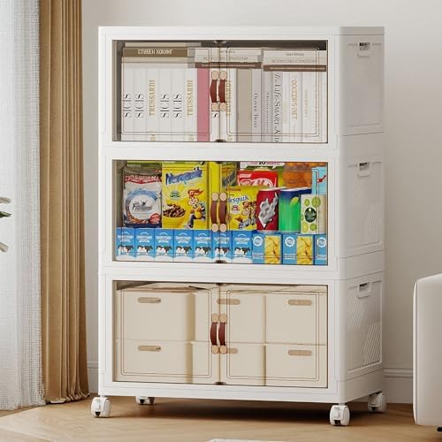288QT Extra Large Stackable Storage Bins with Lids & Wheels & Door, by VNVTO