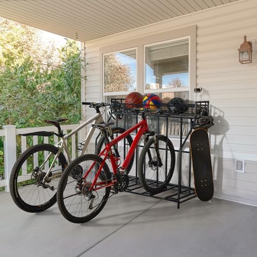 HEALTH LINE PRODUCT 4 Bike Stand, Indoor Bike Storage, Bicycle Rack for Garage - Metal Stability Floor Bicycle Station for Parking Mountain/Road/Hybrid/Fat Tire & Scooters Bike Rack for Garage - Image 4