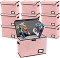 10 Pack Comic Book Storage Box 15.8" X 7.8" X 11.8", Collapsible Holds 160-180 Comic Book Organizer Heavy Duty Bin Container Holder Shelf (Pink) by YNSZAS